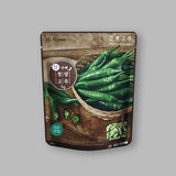 Sliced Cheongyang chili pepper pouch with green pepper halves inside