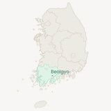 Highlighted region on a map of Belgium with a small label in the center