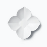 Flower-shaped dish with petal compartments, white ceramic