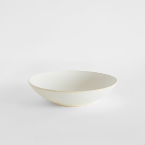 White pasta bowl, shallow round shape