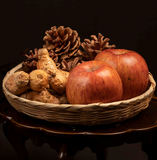 Basket of apples and ginger roots for apple ginger extract