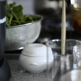 Mini white ceramic bowl with matching lid