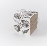 Flower-pattern sauce set gift box with white floral wrap and tied ribbon