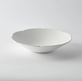 Flower 08 plate, white bowl-style dish with wavy scalloped edges (side view)