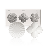 Flower-shaped side dish plates, white, two-piece set in gift box