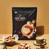 Cafe mocha chips bag, black pouch with coffee cup graphic