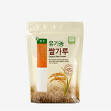 Organic rice flour pouch, sealed bag with front label