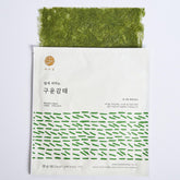 Green gamtae seaweed pouch with shredded seaweed backing, labeled 18 g