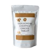 Freeze-dried chopped ginger tablet pouch, 100g net wt, white bag