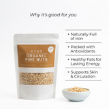 Organic pine nuts stand-up pouch with bowl of pine nuts
