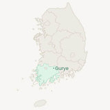 Rice origin map with Gurye highlighted