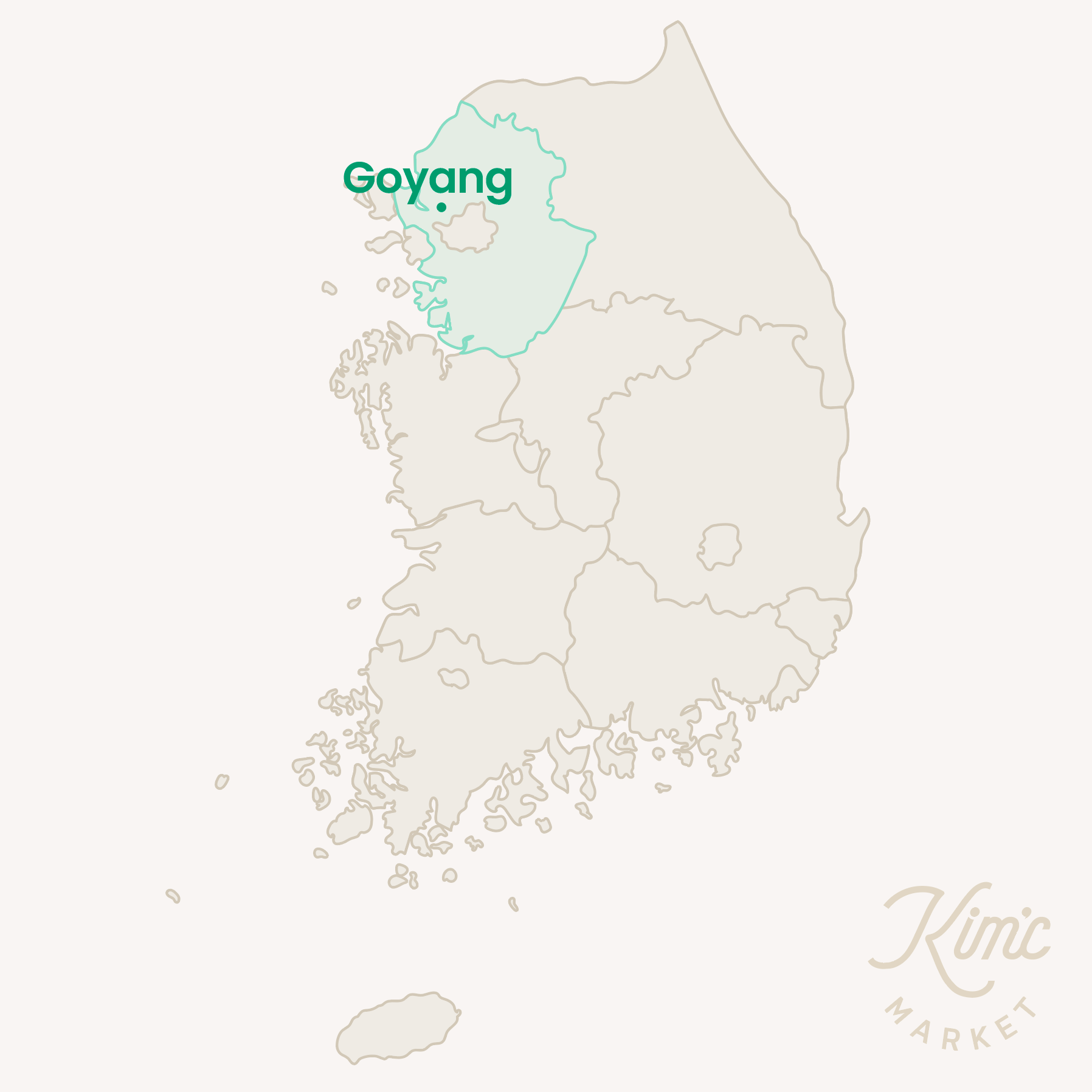 Goyang, Korea rice origin map illustration