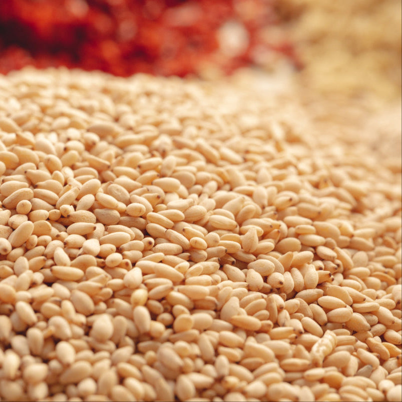 Light tan soybeans spread in a pile