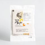 Organic green rice pouch back with nutrition facts panel