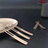 Yugi Bronzeware dessert forks set with bronze textured handles and tines, 4 forks